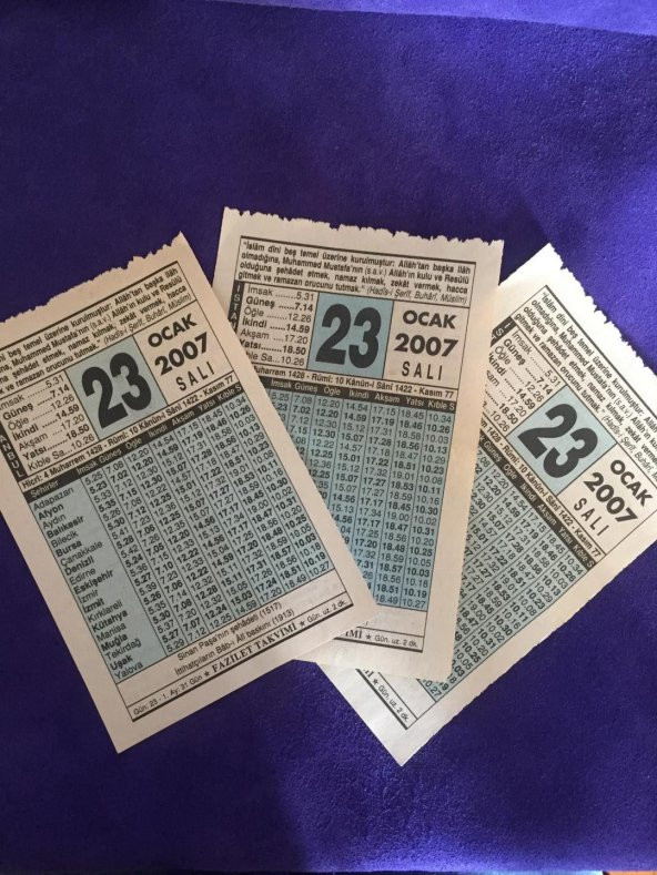 23 Ocak 2007 Takvim Yaprağı - Nostalji Koleksiyonluk Takvim Yaprağı - 3