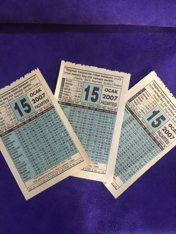 15 Ocak 2007 Takvim Yaprağı - Nostalji Koleksiyonluk Takvim Yaprağı - Resim 3