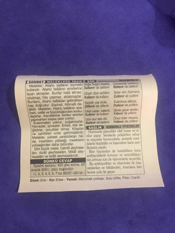 23 Aralık 2001 Takvim Yaprağı - Nostalji Koleksiyonluk Takvim Yaprağı B - Resim 2