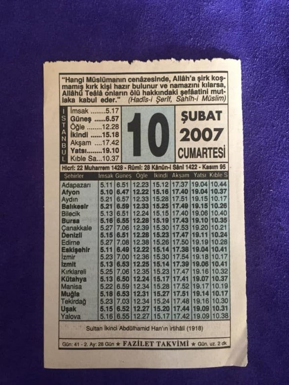10 Şubat 2007 Takvim Yaprağı - Nostalji Koleksiyonluk Takvim Yaprağı ürün görseli