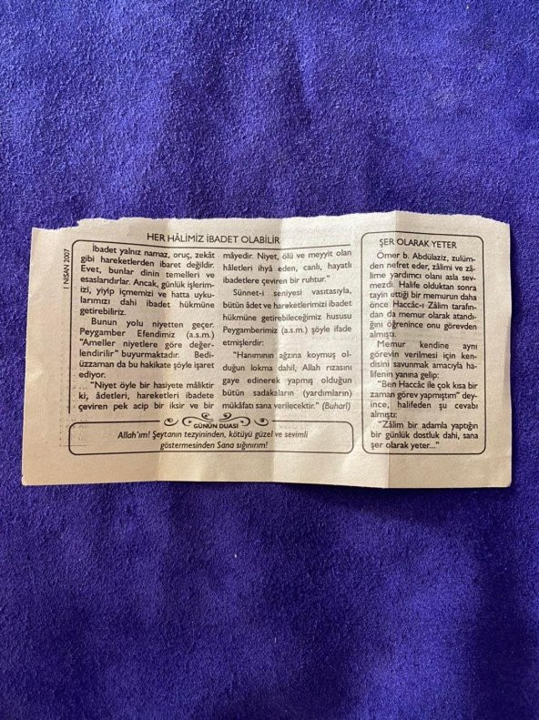 1 Nisan 2007 Takvim Yaprağı - Nostalji Koleksiyonluk Takvim Yaprağı B - 2