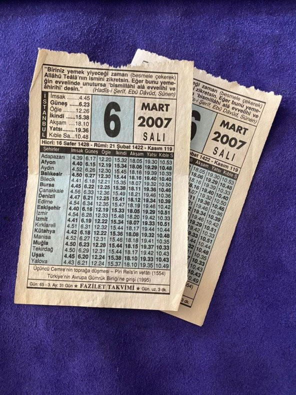 6 Mart 2007 Takvim Yaprağı - Nostalji Koleksiyonluk Takvim Yaprağı - Resim 3