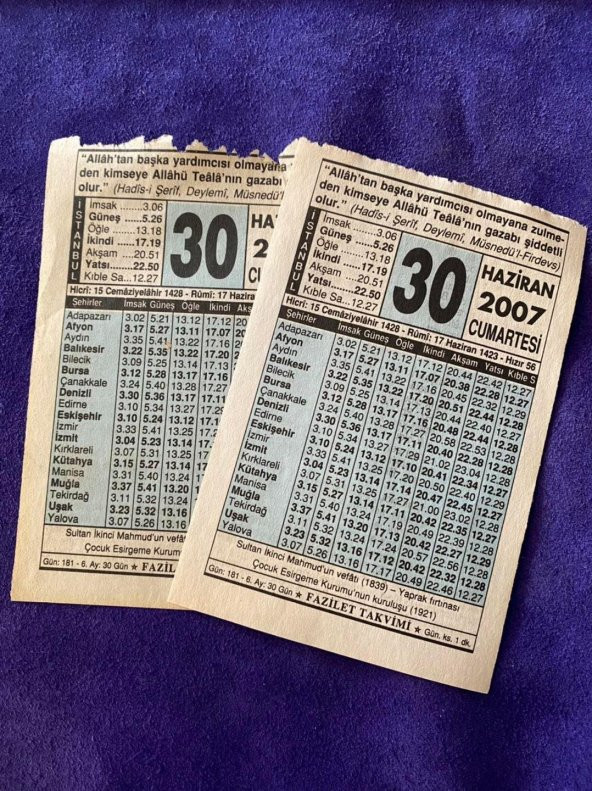 30 Haziran 2007 Takvim Yaprağı - Nostalji Koleksiyonluk Takvim Yaprağı - Resim 3