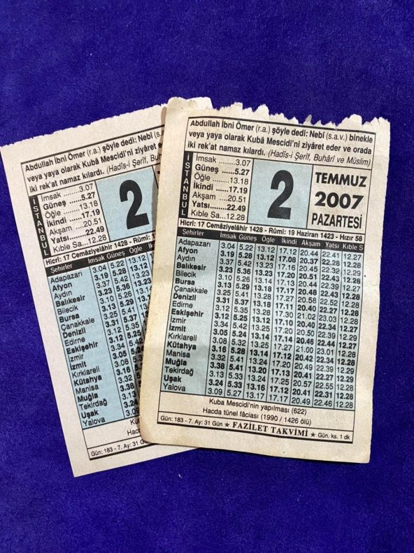 2 Temmuz 2007 Takvim Yaprağı - Nostalji Koleksiyonluk Takvim Yaprağı - 3