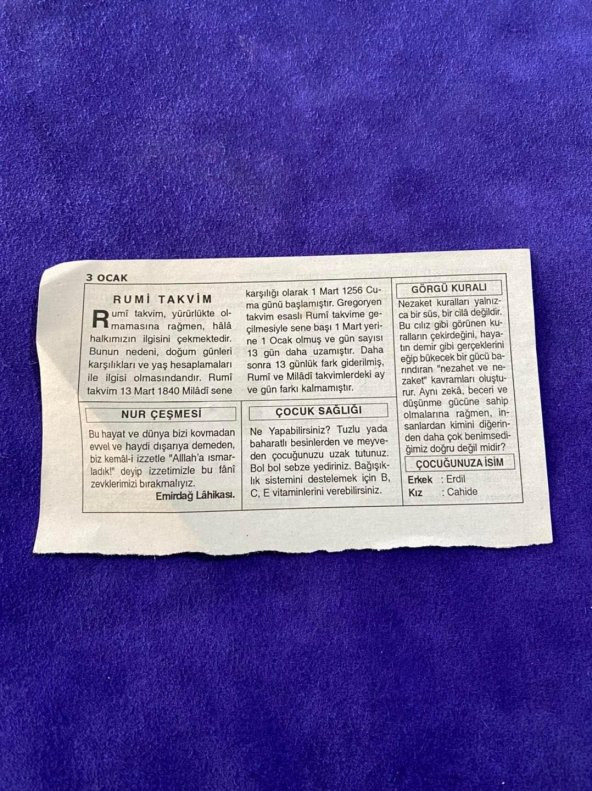 3 Ocak 2006 Takvim Yaprağı - Nostalji Koleksiyonluk Takvim Yaprağı B - Resim 2