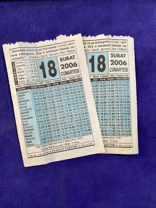 18 Şubat 2006 Takvim Yaprağı - Nostalji Koleksiyonluk Takvim Yaprağı - Resim 3