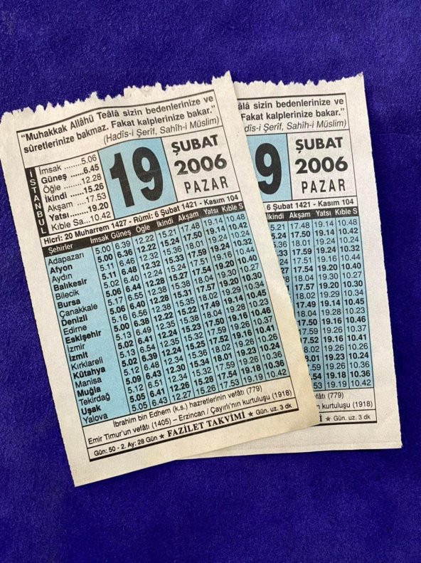 19 Şubat 2006 Takvim Yaprağı - Nostalji Koleksiyonluk Takvim Yaprağı - Resim 3