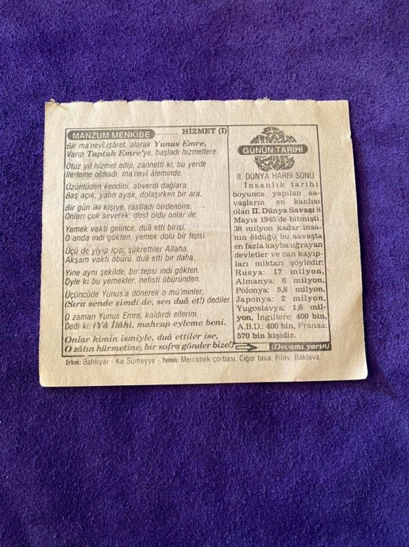 8 Mayıs 1990 Takvim Yaprağı - Nostalji Koleksiyonluk Takvim Yaprağı - Resim 2