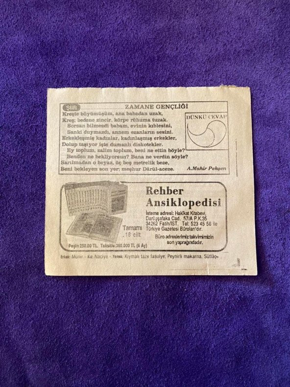 20 Mayıs 1990 Takvim Yaprağı - Nostalji Koleksiyonluk Takvim Yaprağı - Resim 2