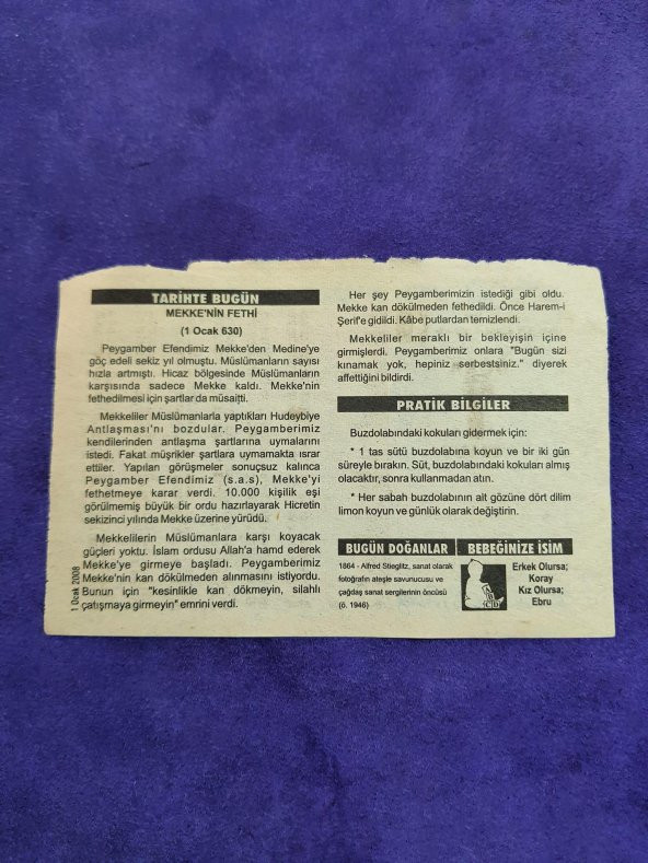 1 Ocak 2008 Takvim Yaprağı - Nostaljik Koleksiyonluk Takvim Yaprağı A - Resim 2