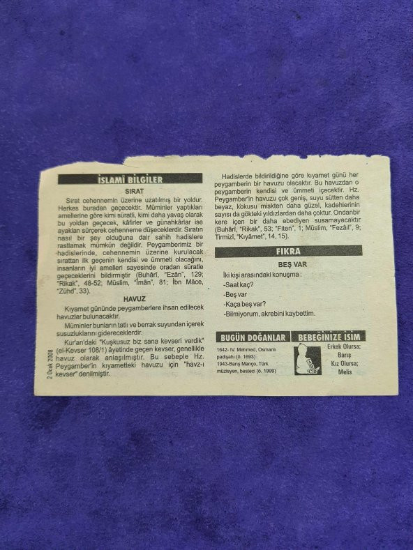 2 Ocak 2008 Takvim Yaprağı - Nostaljik Koleksiyonluk Takvim Yaprağı A - Resim 2