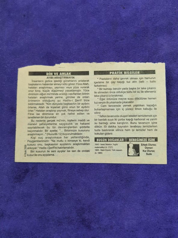 4 Ocak 2008 Takvim Yaprağı - Nostaljik Koleksiyonluk Takvim Yaprağı A - Resim 2