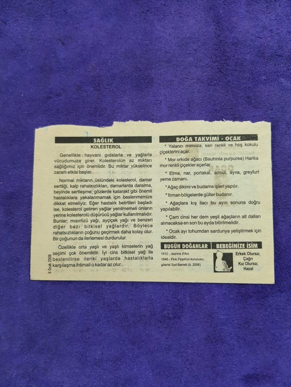 6 Ocak 2008 Takvim Yaprağı - Nostaljik Koleksiyonluk Takvim Yaprağı A - Resim 2