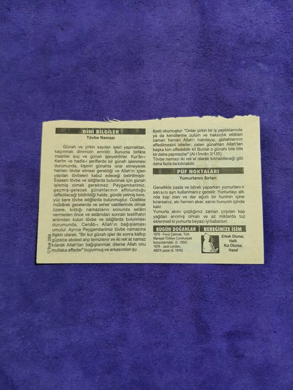 12 Ocak 2008 Takvim Yaprağı - Nostaljik Koleksiyonluk Takvim Yaprağı A - Resim 2