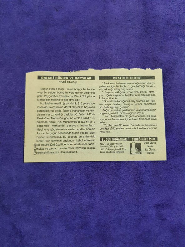 10 Ocak 2008 Takvim Yaprağı - Nostaljik Koleksiyonluk Takvim Yaprağı A - Resim 2