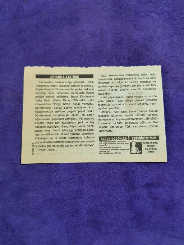 20 Ocak 2008 Takvim Yaprağı - Nostaljik Koleksiyonluk Takvim Yaprağı A - Resim 2