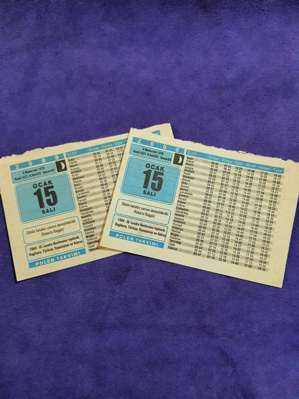 15 Ocak 2008 Takvim Yaprağı - Nostaljik Koleksiyonluk Takvim Yaprağı A - Resim 3