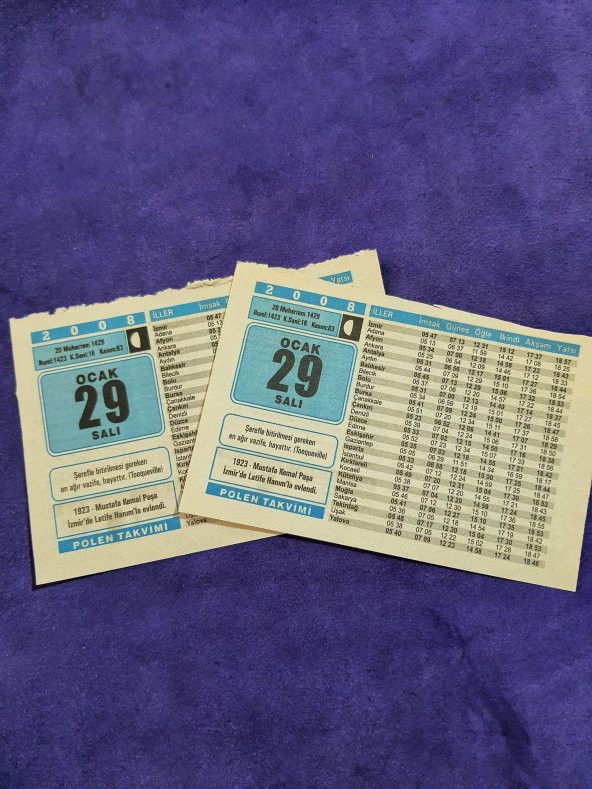 29 Ocak 2008 Takvim Yaprağı - Nostaljik Koleksiyonluk Takvim Yaprağı A - Resim 3