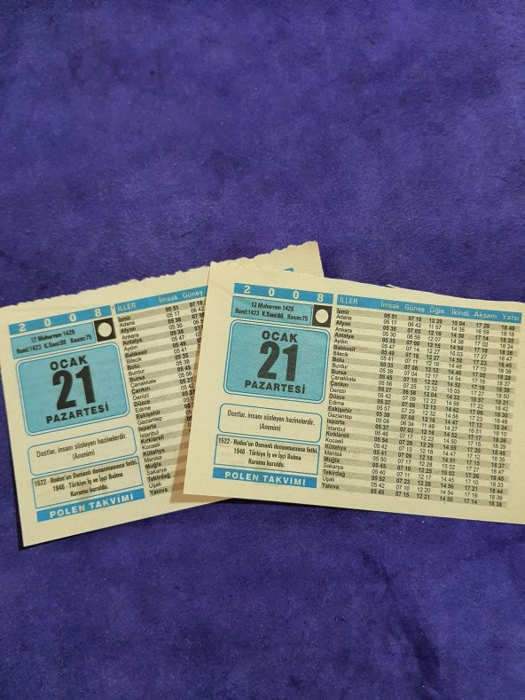 21 Ocak 2008 Takvim Yaprağı - Nostaljik Koleksiyonluk Takvim Yaprağı A - Resim 3