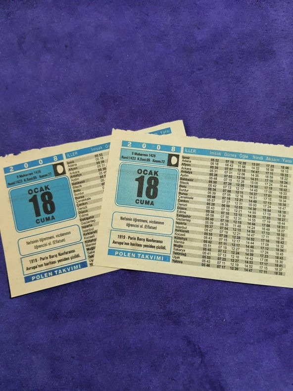 18 Ocak 2008 Takvim Yaprağı - Nostaljik Koleksiyonluk Takvim Yaprağı A - Resim 3