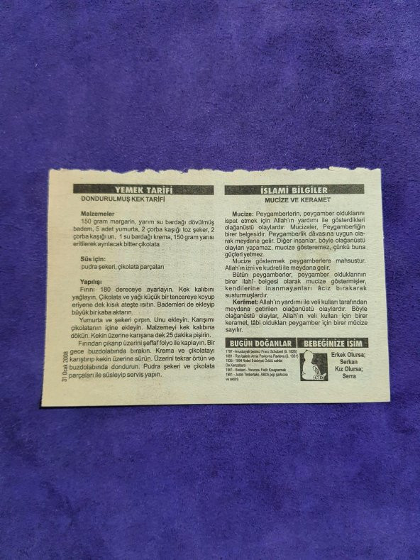 31 Ocak 2008 Takvim Yaprağı - Nostaljik Koleksiyonluk Takvim Yaprağı A - Resim 2