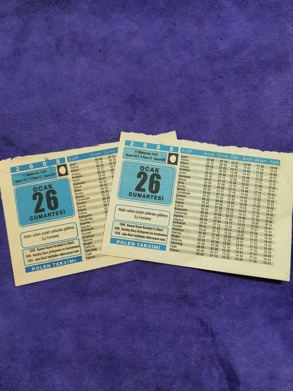 26 Ocak 2008 Takvim Yaprağı - Nostaljik Koleksiyonluk Takvim Yaprağı A - Resim 3