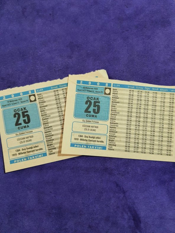 25 Ocak 2008 Takvim Yaprağı - Nostaljik Koleksiyonluk Takvim Yaprağı A - Resim 3