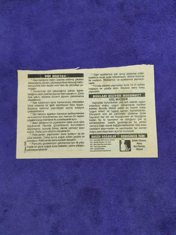 1 Şubat 2008 Takvim Yaprağı - Nostaljik Koleksiyonluk Takvim Yaprağı A - Resim 2