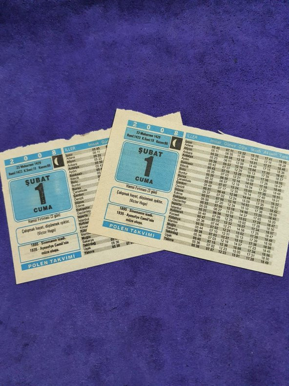 1 Şubat 2008 Takvim Yaprağı - Nostaljik Koleksiyonluk Takvim Yaprağı A - Resim 3