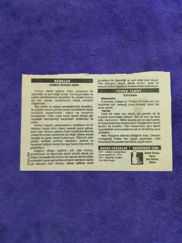 4 Şubat 2008 Takvim Yaprağı - Nostaljik Koleksiyonluk Takvim Yaprağı - Resim 2