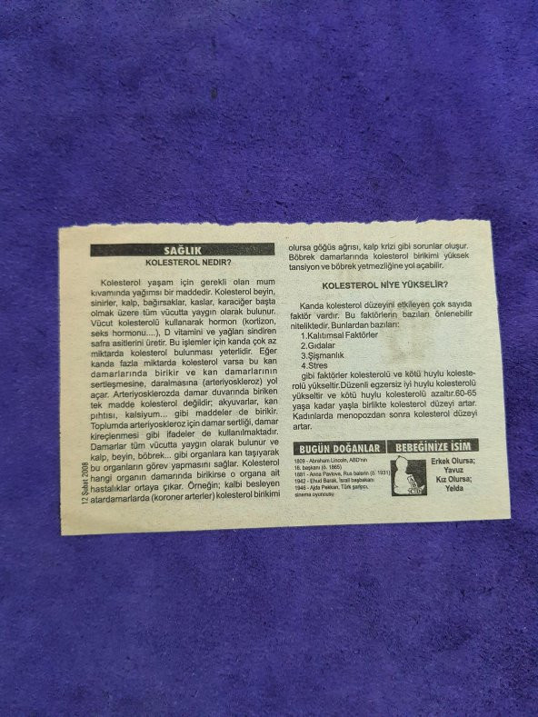 12 Şubat 2008 Takvim Yaprağı - Nostaljik Koleksiyonluk Takvim Yaprağı A - Resim 2