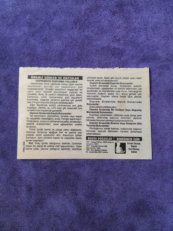 3 Mart 2008 Takvim Yaprağı - Nostaljik Koleksiyonluk Takvim Yaprağı - Resim 2