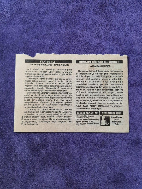 7 Mart 2008 Takvim Yaprağı - Nostaljik Koleksiyonluk Takvim Yaprağı - Resim 2