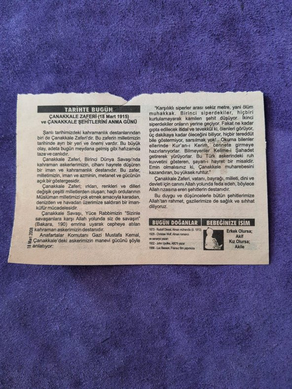 18 Mart 2008 Takvim Yaprağı - Nostaljik Koleksiyonluk Takvim Yaprağı - Resim 2