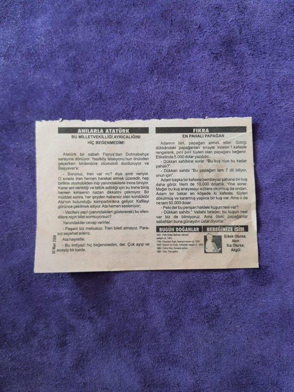 30 Mart 2008 Takvim Yaprağı - Nostaljik Koleksiyonluk Takvim Yaprağı - Resim 2