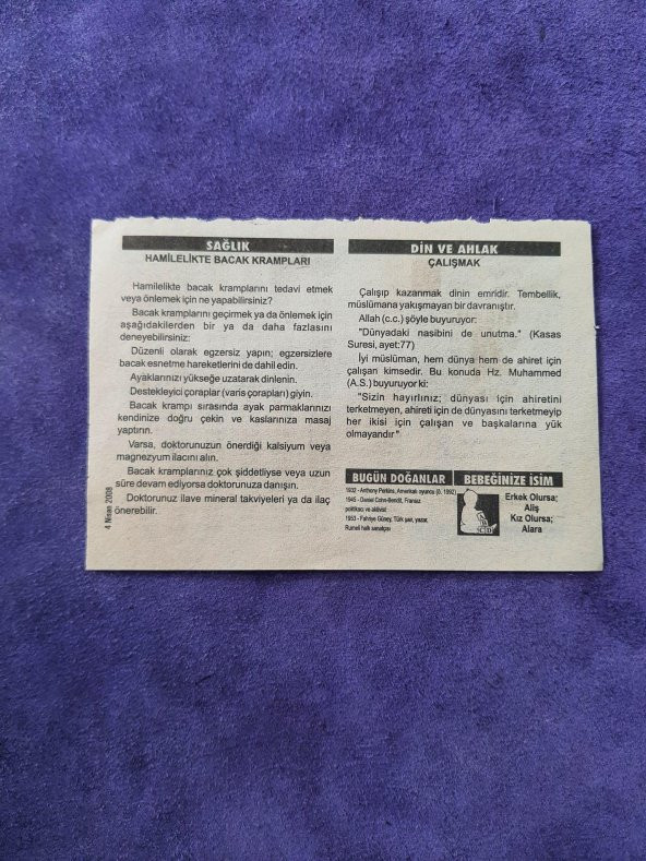 4 Nisan 2008 Takvim Yaprağı - Nostaljik Koleksiyonluk Takvim Yaprağı - Resim 2