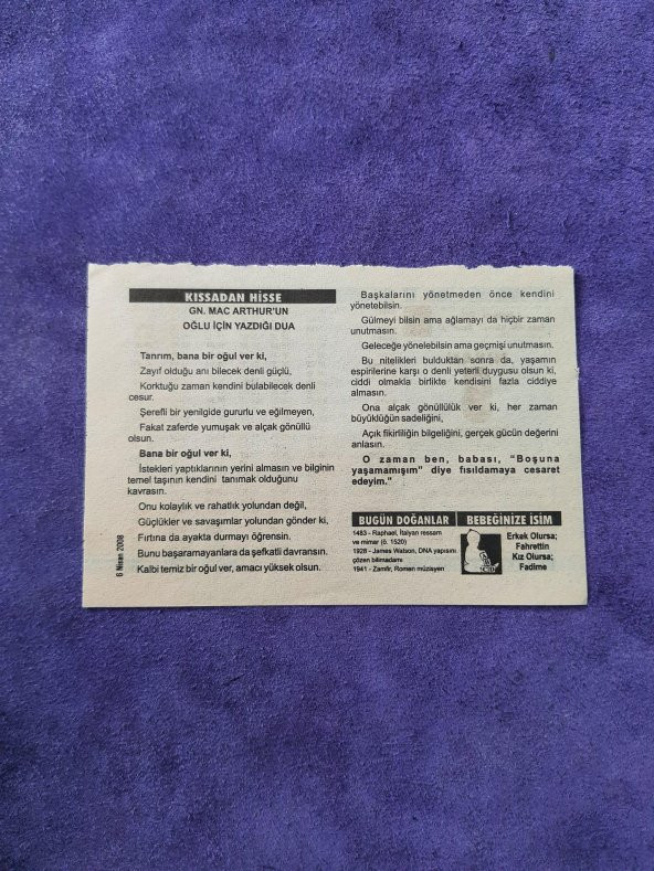 6 Nisan 2008 Takvim Yaprağı - Nostaljik Koleksiyonluk Takvim Yaprağı - Resim 2