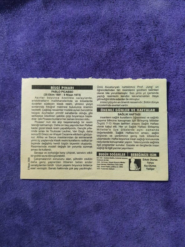 8 Nisan 2008 Takvim Yaprağı - Nostaljik Koleksiyonluk Takvim Yaprağı - Resim 2