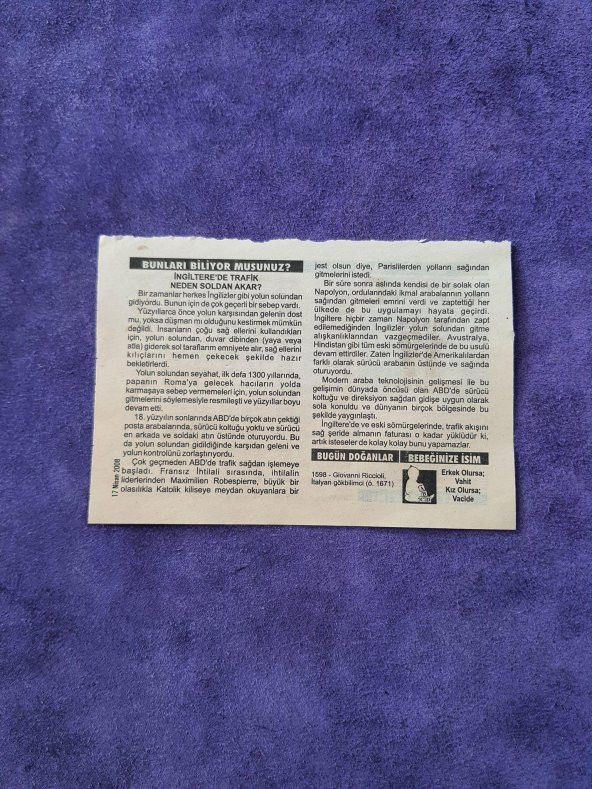 17 Nisan 2008 Takvim Yaprağı - Nostaljik Koleksiyonluk Takvim Yaprağı - Resim 2