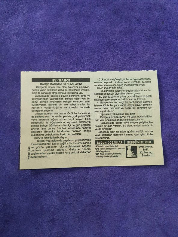 19 Nisan 2008 Takvim Yaprağı - Nostaljik Koleksiyonluk Takvim Yaprağı - Resim 2