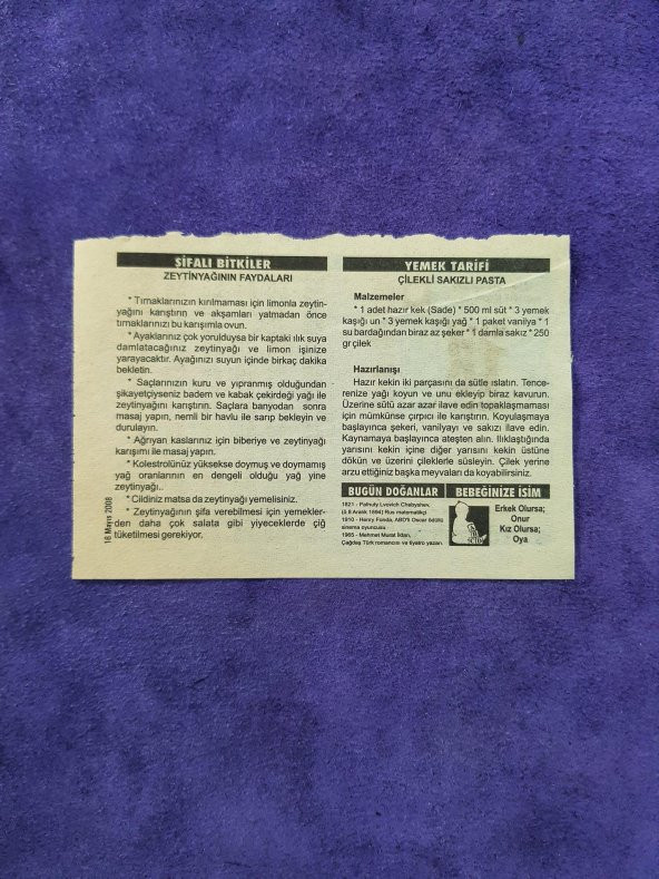 16 Mayıs 2008 Takvim Yaprağı - Nostaljik Koleksiyonluk Takvim Yaprağı - Resim 2