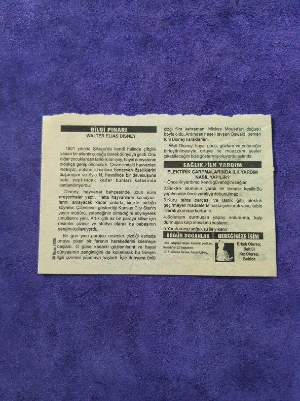 30 Nisan 2008 Takvim Yaprağı - Nostaljik Koleksiyonluk Takvim Yaprağı - Resim 2