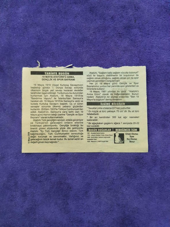 19 Mayıs 2008 Takvim Yaprağı - Nostaljik Koleksiyonluk Takvim Yaprağı - Resim 2