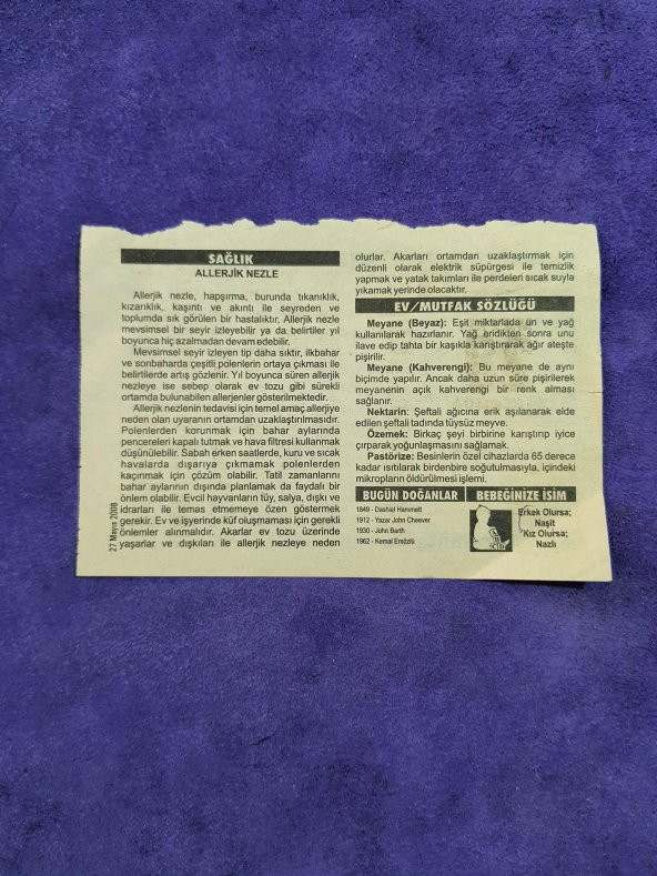 27 Mayıs 2008 Takvim Yaprağı - Nostaljik Koleksiyonluk Takvim Yaprağı - Resim 2