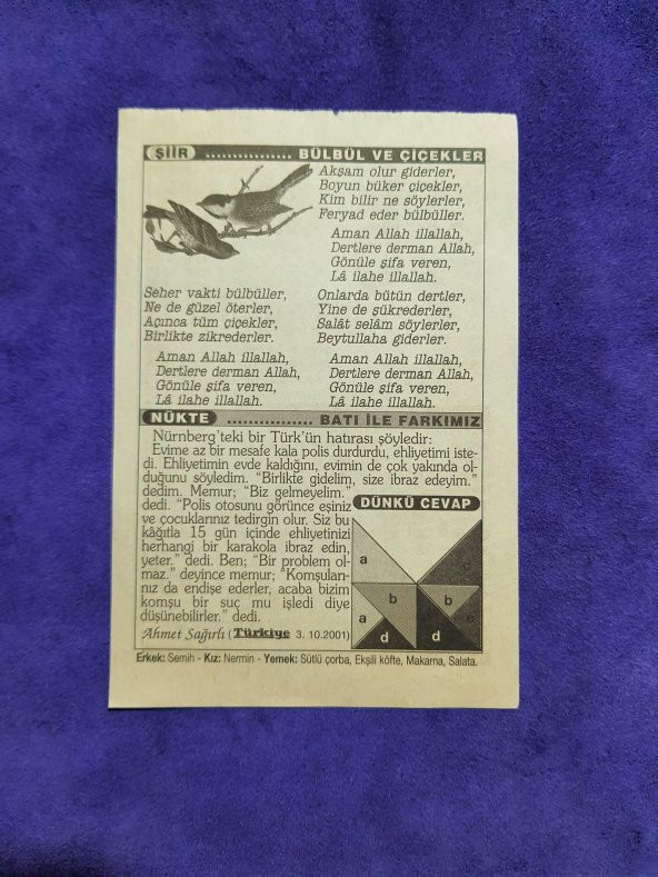 5 Ocak 2003 Takvim Yaprağı - Nostaljik Koleksiyonluk Takvim Yaprağı - Resim 2