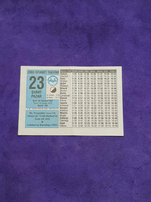 23 Şubat 2003 Takvim Yaprağı - Nostaljik Koleksiyonluk Takvim Yaprağı A ürün görseli