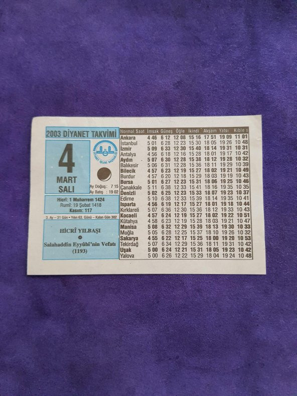 4 Mart 2003 Takvim Yaprağı - Nostaljik Koleksiyonluk Takvim Yaprağı A ürün görseli