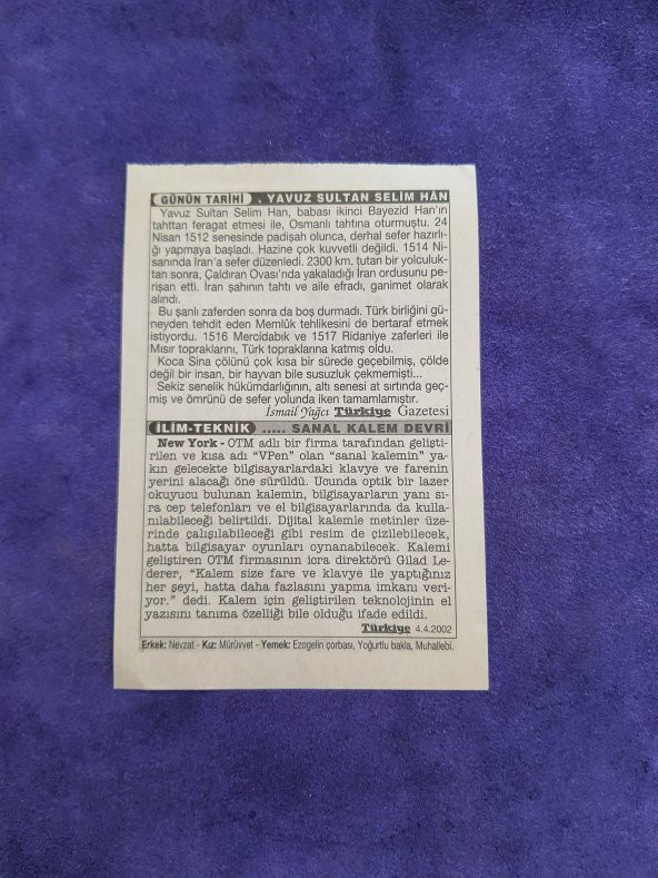 24 Nisan 2003 Takvim Yaprağı - Nostaljik Koleksiyonluk Takvim Yaprağı - Resim 2