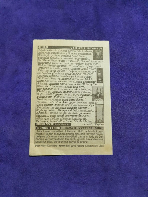 1 Haziran 2003 Takvim Yaprağı - Nostaljik Koleksiyonluk Takvim Yaprağı - Resim 2