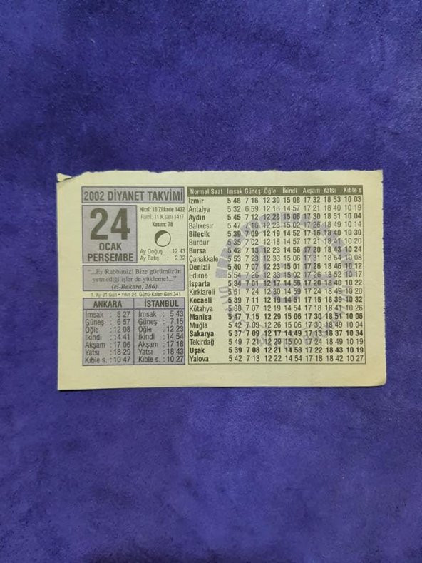 24 Ocak 2002 Takvim Yaprağı - Nostaljik Koleksiyonluk Takvim Yaprağı ürün görseli